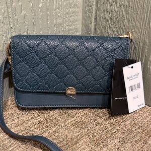 Nine West Textured Teal/Navy Crossbody Bag